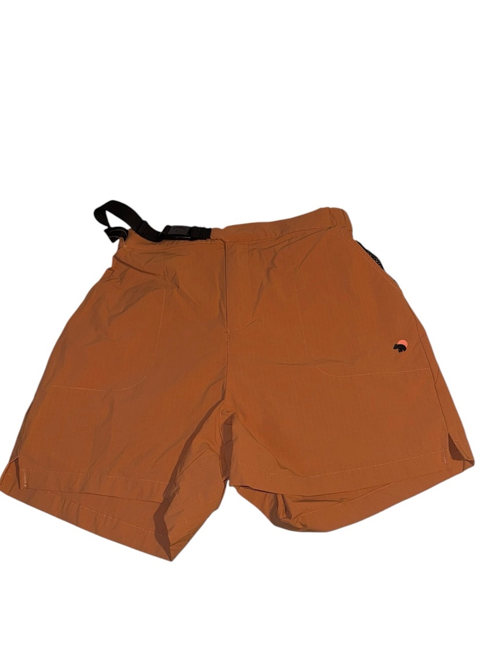 Wondery Outdoors Hiking Rust Orange Cargo Shorts with Built-In Black Web Belt